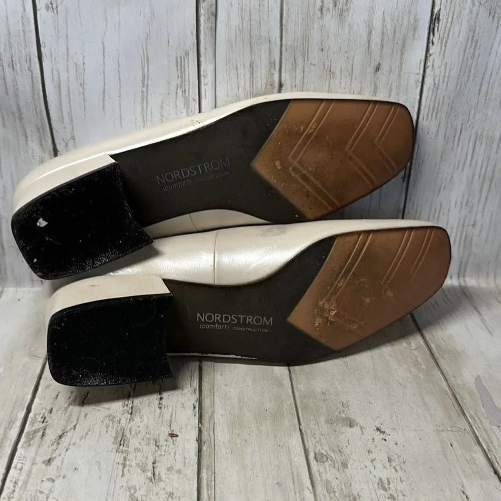Nordstrom Women’s Beige Leather Comfort Construction Pumps Low Heels size 6.5AA‎